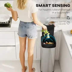 HOMCOM 50L Sensor Bin, Automatic Kitchen Bin, Manual Override, Battery Operated, Inner-Bucket-Free, for Kitchen, Bedroom - 4