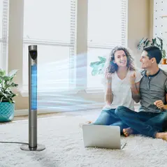 HOMCOM 46" Tower Fan Cooling with Ionizer, Air Filter, Oscillating, 3 Speed, 3 Modes, 12h Timer, Remote Controller, for Bedroom, Grey - 2