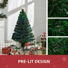 HOMCOM 4FT Pre-Lit Fibre Optic Artificial Christmas Tree Holiday Xmas Décor with Tree Topper Multi-Colour - 5
