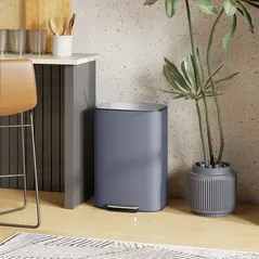 HOMCOM 50L Kitchen Bin with Soft-Close Lid and Stay-Open Function, Stainless Steel Pedal Bin with Removable Inner Bucket, Carry Handle for Kitchen, Office, Home, Grey - 2