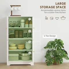 HOMCOM 4-Door Kitchen Storage Cabinet with Adjustable Shelves - White - 5