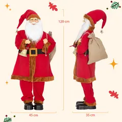 HOMCOM 4ft Singing Santa Claus Figure with with Waving Head- Red - 3