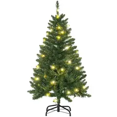 HOMCOM 4FT Christmas Tree Warm White LED Light Holiday Home Decoration, Green - 1