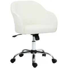 HOMCOM 46-56 cm Velvet-feel Office Chair - Cream - 1