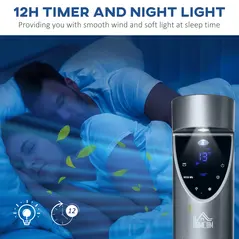HOMCOM 46" Tower Fan Cooling with Ionizer, Air Filter, Oscillating, 3 Speed, 3 Modes, 12h Timer, Remote Controller, for Bedroom, Grey - 6