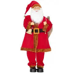 HOMCOM 4ft Singing Santa Claus Figure with with Waving Head- Red - 1