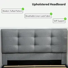 HOMCOM 4ft6 Double Ottoman Bed with Gas Lift Storage - Grey - 6