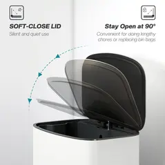 HOMCOM 50L Kitchen Bin with Soft-Close Lid and Stay-Open Function, Stainless Steel Pedal Bin with Removable Inner Bucket, Carry Handle for Kitchen, Office, Home, Cream - 5