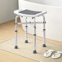HOMCOM 44-51.5cm Aluminium Frame Shower/Bath Stool - Grey - 8