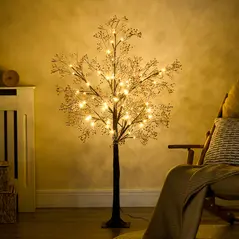 HOMCOM 4ft Artificial Gypsophila Blossom Tree Light with 72 Warm White LED Light, Baby Breath Flowers for Home Party Wedding, Indoor and Outdoor Use - 2
