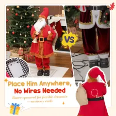 HOMCOM 4ft Singing Santa Claus Figure with with Waving Head- Red - 7