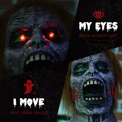 HOMCOM 5.5ft Life Size Halloween Animatronic Standing Chainsaw Killer, with Light Up Eyes, Sound Activated Moving Body, Scary Halloween Decorations, Battery Operated, Indoor Party Props - 5