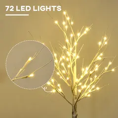 HOMCOM 4ft Artificial White Birch Tree Light with Warm White Pre-Lit LED Light for Indoor and Covered Outdoor Use - 4