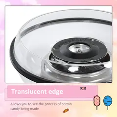 HOMCOM 450W Candy Floss Machine, Professional Automatic Cotton Candy Sweet Machine with Candyfloss Sticks, Spoon, Splash Guard, Non-Slip Base for Birthday Christmas Wedding Party, Funfair Style, White - 4