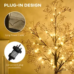 HOMCOM 4ft Artificial Gypsophila Blossom Tree Light with 72 Warm White LED Light, Baby Breath Flowers for Home Party Wedding, Indoor and Outdoor Use - 8