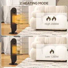 HOMCOM 45° Oscillating Ceramic Space Heater, with Remote - Black - 9