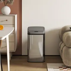 HOMCOM 48L Stainless Steel Sensor Bin - Silver-Tone - 8