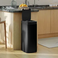 HOMCOM 50L Sensor Bin, Automatic Kitchen Bin, Manual Override, Battery Operated, Inner-Bucket-Free, for Kitchen, Bedroom, Black - 8