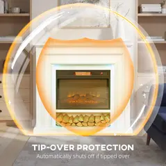 HOMCOM 4777 BTU Multicolour LED Electric Fireplace - White - 8