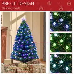 HOMCOM 4FT Pre-Lit Artificial Christmas Tree w/Fibre Optic Decorations LED Light Holiday Home Xmas Decoration-Green - 5