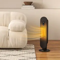 HOMCOM 45° Oscillating Ceramic Space Heater, with Remote - Black - 2