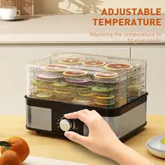 HOMCOM 5 Tier Food Dehydrator, 245W Stainless Steel Food Dryer Machine with Adjustable Temperature for Drying Fruit, Meat, Vegetable, Jerky and Pet Treat, Black - 7