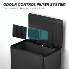 HOMCOM 45L Kitchen Bin, Pedal Bin with Soft-Close and Stay-Open Lid, Removable Inner Bucket, Odor Control for Kitchen, Office - 8