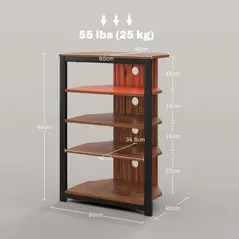 HOMCOM 4-Tier Corner TV Stand with Storage, LED Lights, Cable Management, Small TV Unit Entertainment Centre for TVs up to 29", for Living Room, Bedroom - 3