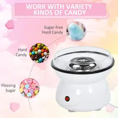 HOMCOM 450W Candy Floss Machine, Professional Automatic Cotton Candy Sweet Machine with Candyfloss Sticks, Spoon, Splash Guard, Non-Slip Base for Birthday Christmas Wedding Party, Funfair Style, White - 5