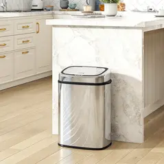HOMCOM 50L Stainless Steel Sensor Bin - Silver Tone - 2