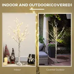 HOMCOM 4ft Artificial White Birch Tree Light with Warm White Pre-Lit LED Light for Indoor and Covered Outdoor Use - 7