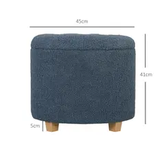 HOMCOM 40.5L Teddy Fleece Storage Ottoman - Blue - 3