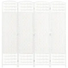 HOMCOM 4 Panel Folding Room Divider, Privacy Screen, Freestanding Paravent Partition Separator for Living Room, Bedroom and Office, 160 x 170cm, White - 1