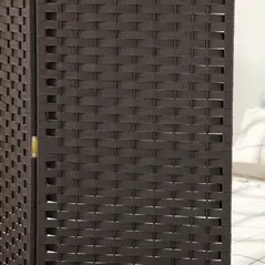 HOMCOM 4 Panel Folding Room Divider, Freestanding Privacy Screen for Living Room, Bedroom and Office, 160 x 170cm, Brown - 8