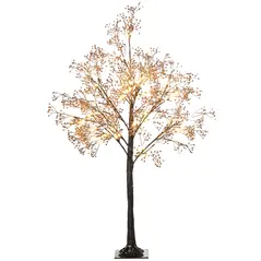HOMCOM 4ft Artificial Gypsophila Blossom Tree Light with 72 Warm White LED Light, Baby Breath Flowers for Home Party Wedding, Indoor and Outdoor Use - 1