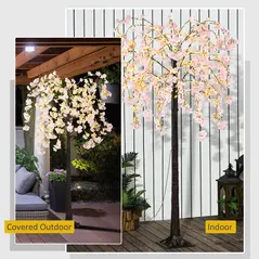HOMCOM 450 LED Light Decorative Artificial Blossom Tree - Pink - 7