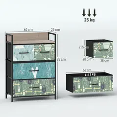 HOMCOM 4-Drawer Chest of Drawers - Blue - 3