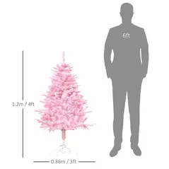 HOMCOM 4FT Artificial Christmas Tree Holiday Xmas Holiday Tree Decoration with Automatic Open for Home Party, Pink - 3