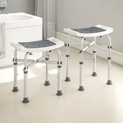 HOMCOM 44-51.5cm Aluminium Frame Shower/Bath Stool - Grey - 9