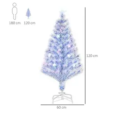 HOMCOM 4FT Artificial Fibre Optic Christmas Tree Seasonal Decoration w/ LED Lights Pre-Lit Easy Store White Blue - 3