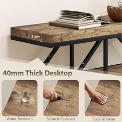 HOMCOM 4-Tier Industrial Console Table - Rustic Brown - 5