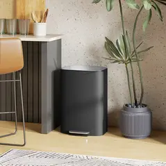 HOMCOM 50L Kitchen Bin with Soft-Close Lid and Stay-Open Function, Stainless Steel Pedal Bin with Removable Inner Bucket, Carry Handle for Kitchen, Office, Home, Black - 9