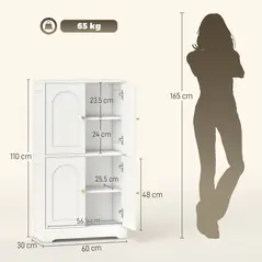 HOMCOM 4-Door Kitchen Storage Cabinet with Adjustable Shelves - White - 3