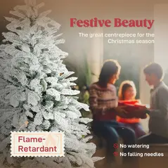 HOMCOM 5 ft Artificial Flocked Christmas Tree with 717 Branches, Hinged Xmas Tree with Foldable Metal Stand, Easy Assembly for Home Office Decor - 4