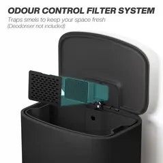 HOMCOM 50L Kitchen Bin with Soft-Close Lid and Stay-Open Function, Stainless Steel Pedal Bin with Removable Inner Bucket, Carry Handle for Kitchen, Office, Home, Black - 8