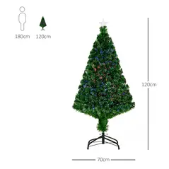 HOMCOM 4FT Pre-Lit Fibre Optic Artificial Christmas Tree Holiday Xmas Décor with Tree Topper Multi-Colour - 3