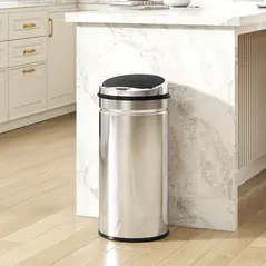 HOMCOM 42L Stainless Steel Sensor Bin - Silver Tone - 2