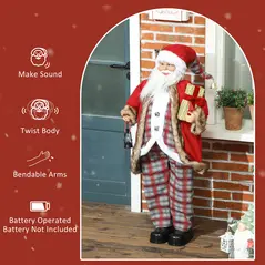 HOMCOM 4'6" Animated Santa Claus Figure, with Sound - Red - 6