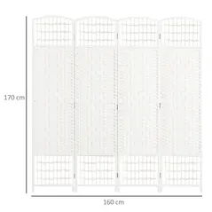 HOMCOM 4 Panel Folding Room Divider, Privacy Screen, Freestanding Paravent Partition Separator for Living Room, Bedroom and Office, 160 x 170cm, White - 3
