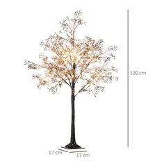 HOMCOM 4ft Artificial Gypsophila Blossom Tree Light with 72 Warm White LED Light, Baby Breath Flowers for Home Party Wedding, Indoor and Outdoor Use - 3